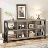 Garvee Console Table, Rustic 3 Tier Sofa Table Behind Couch, Industrial Metal Entryway Table with Storage Shelf, Farmhouse Wooden Foyer Hallway Table for Entry Living Room,Grey. - Grey
