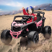 Garvee Ride - P Series: 12V Can-Am Ride-On UTV: Remote Control, Large Seat, Music, LED Lights, Spring Suspension, for Boys & Girls - Pink