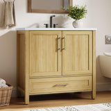 Garvee Modern 36" Wooden Freestanding Bathroom Vanity with 2 Doors and Drawer for Bathroom, Natural - Natural