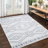Garvee Washable Rug 5x7 Modern Moroccan Living Room Rug Non Slip Accent Distressed Throw Rugs Farmhouse Non Shedding Carpet for Living Room Dining Room, Grey - Gray