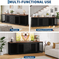 Garvee Large Dog Crate Furniture, Farmhouse Double Dog Kennel TV Stand w/ 3 Drawers