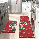 Garvee Christmas Kitchen Mat Set of 2 Non Slip Doormats Welcome Mats for Front Door Floor Mats Ourdoor Decor Welcome Mat Stain Resistant Room Decor Carpet for Entrance 17''x29''+17''x47'' - Santa Claus|Red