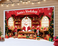 Garvee Large Christmas Garage Door Cover 7x16 ft, Festive Holiday Garage Door Banner for Home, Church, Party, Wall Decorations (Santa’s Shop)