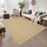 Garvee Modern Camel 9x12 Washable Area Rug – Low-Pile, Non-Shedding, Non-Slip Braided Print Carpet for Bedroom, Living Room, Dining Room, or Nursery - Camel