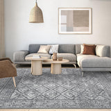 Garvee Boho Grey 5x7 Rugs for Living Room Distressed Washable Rug Indoor Soft Low Pile Rug Anti-Slip Backing Aesthetic Rug Vintage Non-Shedding Throw Carpet for Bedroom Farmhouse Playroom Nursery - Gray