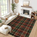 Garvee 9' x 12' Classic Tartan Plaid Area Rug, Washable Non-Slip Low-Pile Farmhouse Rug for Living Room, Bedroom, Dining Room & Office, Red/Green - Red/Green