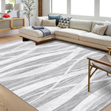 Garvee Modern Area Rug 8x10 Area Rugs for Living Room Indoor Soft Washable Rug Non-Slip Rugs for Bedroom Wave Distressed Floor Carpet Low Pile Foldable Rug for Dining Office Nursery Light Grey - Light Gray