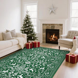 Garvee Traditional Christmas Green 4x6 Heavy Duty Washable Non-Slip & Stain Resistant Rug for Fireplace, Living Room, Entryway Holiday Decor - Green