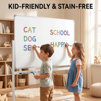 Garvee White Board On Wheels 48"x36" Double-Sided 4' x 3' Portable Standing Magnetic Dry Erase Board Easel for Home Office Classroom School,Easy Clean & Flip