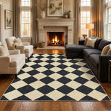 Garvee 6x9 Modern Checkered Area Rug, Geometric Farmhouse Washable Non Slip Indoor Carpet, Soft Low Pile Diamond Floor Mat, Black & Coffee - Black & Coffee
