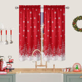 Garvee Christmas Velvet Kitchen Curtain Christmas Decoration Cafe Curtain 45 Inch Tier Curtains Window Treatment Rod Pocket for Home Decor 2 Panels for Bathroom, Living Room Christmas Decoration - Red