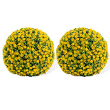 Garvee 16" Artificial Topiary Rose Balls Set of 2 Hanging Grass Ball for Home Decor Indoor Outdoor, Yellow - Yellow
