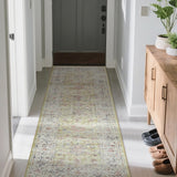 Garvee Area Rug | Rugs for Living Room | Washable – 2x6 Vintage Floral Area Rugs, Soft Cashmere Cotton & TPR Non-Slip Backing Carpet for Bedroom, Bathroom, Dining Room, Kitchen, Entryway & Office - Yellow