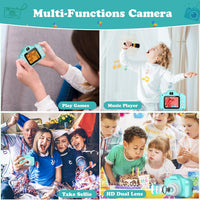 Garvee Kids Digital Video Camera 8MP HD Rechargeable Shockproof Soft Silicon Cover Green Toddler Camcorder for Creative Play