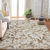 Garvee Area Rug 9'x12' Botanical Floral Leaf Printed Accent Carpet with Non-Slip Backing Brown Indoor Living Room Bedroom Kitchen - Brown