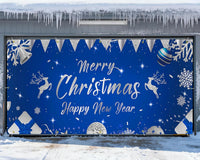 Garvee Christmas & New Year Garage Door Cover - 7x16 ft Holiday Banner with 4x6 m Ribbons | Vibrant Polyester Decor for Home, Church, Party | Durable & Reusable Xmas Decoration