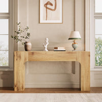 Garvee 63" Farmhouse Console Table Slim Wood Sofa Side Table Narrow Rustic Foyer Furniture for Living Rooms Hallways Apartments, Oak