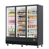 Garvee 46 Cu.Ft. Commercial Display Refrigerator 3 Glass Door Merchandiser Beverage Fridge for Restaurant Grocery Stores Bar Black White