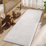 Garvee 2' x 8' Pure White Fluffy Shag Runner Rug, Soft Faux Fur Non-Slip Polyester Carpet with Cushioned Backing for Bedroom, Hallway and Dorm - Pure White