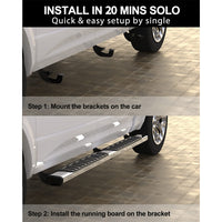 Garvee 6 Inch Running Boards - Compatible with 2007-2018 Chevy Silverado 1500 and 2007-2019 Chevrolet Silverado 2500HD/3500HD Crew Cab (4 Full-Size Doors, Gas Engine Only), Stainless Steel Construction, Silver