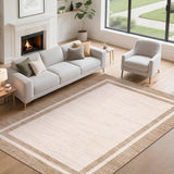 Garvee 4x6 Washable Area Rug Non Slip Low Pile Modern Carpet Soft Stain Resistant Bedroom Living Room Small Space Rug, Beige - Beige