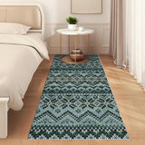 Garvee Washable Runner Rug Non Slip Boho Pattern 2x6 Blue Green for Hallway Bathroom Bedroom - Blue/Green