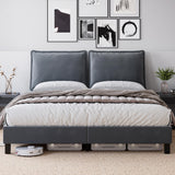 Garvee Full Bed Frame with Headboard, Platform Bed Frame with Wood Slat Support, Mattress Foundation, No Box Spring Needed, Easy Assembly, Gray - Gray