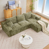 Garvee 110'' Modular Sectional Sofa, L-Shaped Sofa With Deep Seats, Modern Convertible Chenille Couch With Ottomans, Washable Cloud Sofa for Living Room, Bedroom, No Assembly Required - Green