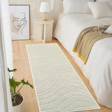 Garvee 2x8 Long Hallway Runner Rug Non Slip Boho Accent Rug Throw Floor Cover High Low Loop Modern Abstract Runner Stain Resistant Contemporary Wave Rug Carpet for Living Room Bedroom,Beige - Tan & Ivory