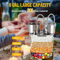 Garvee 8 Gal / 30L Alcohol Still, Stainless Steel Home Distillation Kit with Copper Tube and Built-In Thermometer, 3 Pots Multifunctional Wine Making Kit for Diy Whiskey Wine Brandy