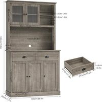 Garvee Farmhouse 71" Freestanding Pantry Cabinet with  Drawers and Adjustable Shelves, Grey