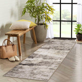 Garvee Abstract Area Rug 2x6 Brown Machine Washable Runner Rug Non Slip Low Pile Carpet for Kitchen Bedroom Home - Brown