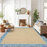 Garvee 9x12 Kitchen Bordered Modern Simple Home Decor Area Rug Soft Easy to Clean Light Blue Large Rug - Blue