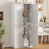Garvee Freestanding Kitchen Pantry Storage Cabinet with Doors and Adjustable Shelves, White - White