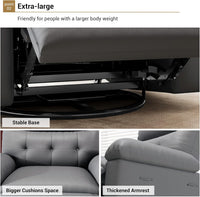 Garvee Oversized Manual Recliner, Breathable Leather Pushback Recliner Chair, Single Lazy Sofa Chair with Two Cup Holders and Side Pocket, Living Room Recliner, Gray