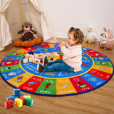 Garvee Kids 4-Round Rug for Girls Boys Bedroom, Circle Rug for Kids Room, ABC Alphabet, Numbers and Shapes Educational Learning & Fun Game Play Area Rug Non Slip Educational Playmat - Multicolor