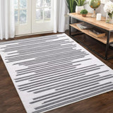 Garvee Area Rug 4X6 Non Slip Washable Rug Modern Berber Stripe Area Rug Non Shedding Indoor Floor Cover Low Pile Carpet Rug Lightweight Rug for Bedroom Living Room, Cream/Grey - Gray