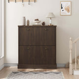 Garvee Modern 31.5" Freestanding Shoe Cabinet With 2 Flip Drawers and Adjustable Removable Shelves for Entryway and Hallway, Black Walnut - Black Walnut