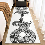 Garvee Animal Print Black & White 2x6 Runner Rug – Washable Low-Pile Snake Rug, Non-Slip Modern Carpet for Bedroom, Living Room, Hallway, Kitchen, or Entryway - Black & White