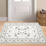 Garvee Ivory/Black 6x9 Rug for Living Room Washable Rugs Boho Rug for Bedroom Beige Rug Non Slip Carpet Throw Rugs Stain Resistant Low Pile Chenille Fabric Office Classroom Rug - Ivory/Black