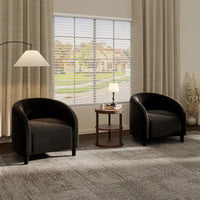 Garvee Accent Chair Club Chair Cozy Armrest Upholstered Velvet Barrel Chair with Solid Legs for Living Room Bedroom Study Waiting Room, Black