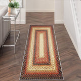 Garvee Bordered Red Multi 2x10 Long Kitchen Runner Rug Hallway Runner Rug Braided Runenr Rug Laundry Runner Rug Boho Rug Modern Geometric Runner Rug Washable Rug for Entryway Living Room Bedroom - Red Multi