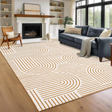 Garvee Washable Rug 9x12 Area Rugs Soft Non Slip Abstract Rainbow Carpet for Living Room Bedroom Dining Room Orange - Orange