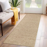 Garvee Runner Rugs 2x6 Washable Solid Non-Slip Low Pile Faux Wool Soft Durable for Hallway Kitchen Bathroom - Caramel
