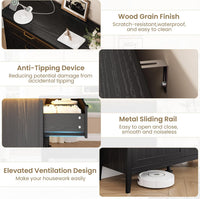 Garvee 6 Drawer Dresser with Power Outlet, Black Dresser with LED Light, Modern Chest of Drawers for Closet, Double Wide Drawer Organizer Cabinet for Bedroom, Living Room