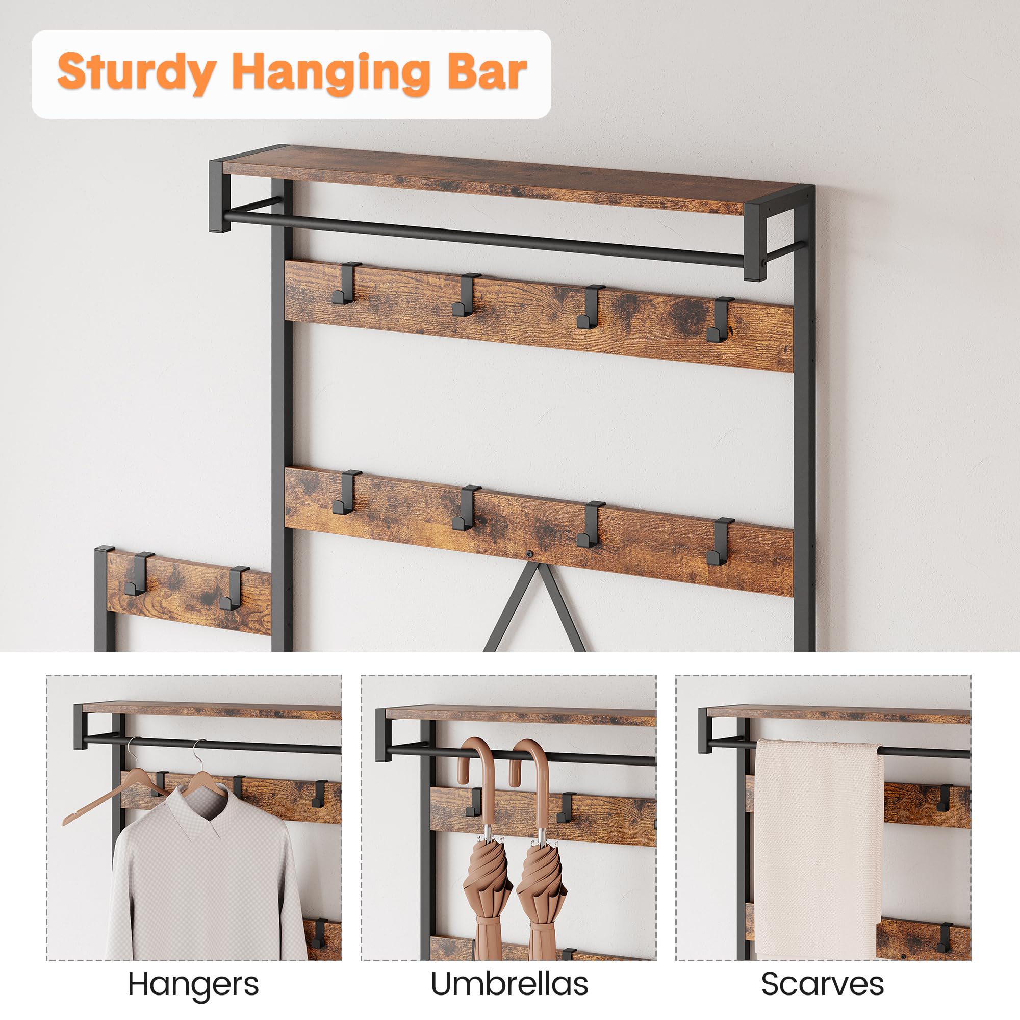 GARVEE Coat Rack Shoe Bench - Versatile Entryway Organizer