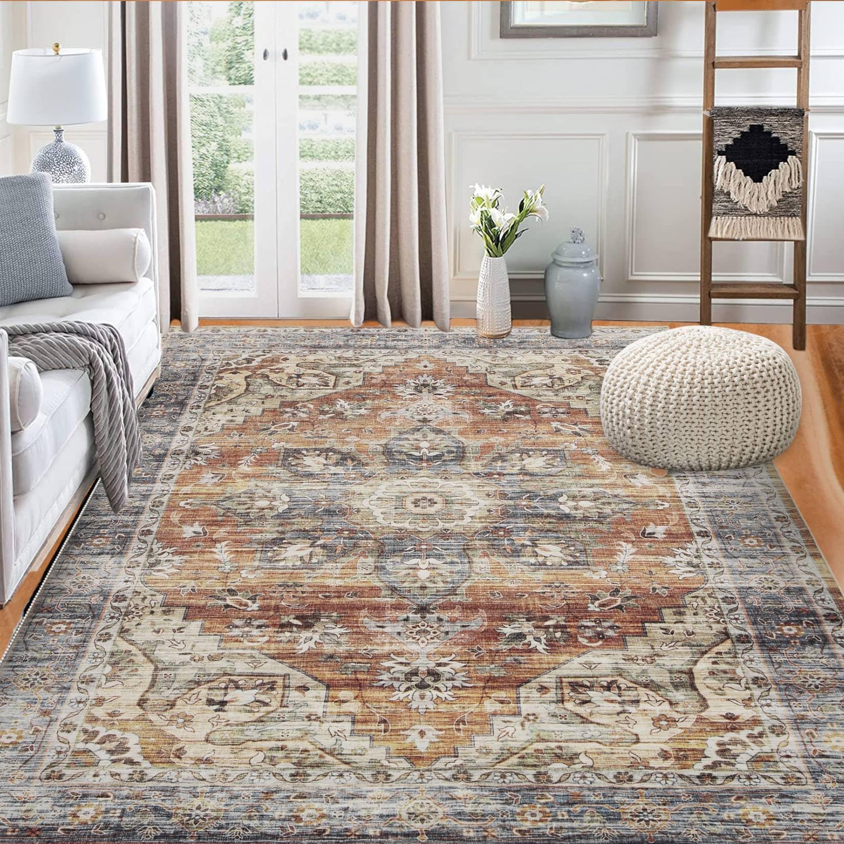 GARVEE Floral Vintage Area Rug - Soft, Washable, Perfect for Any Room