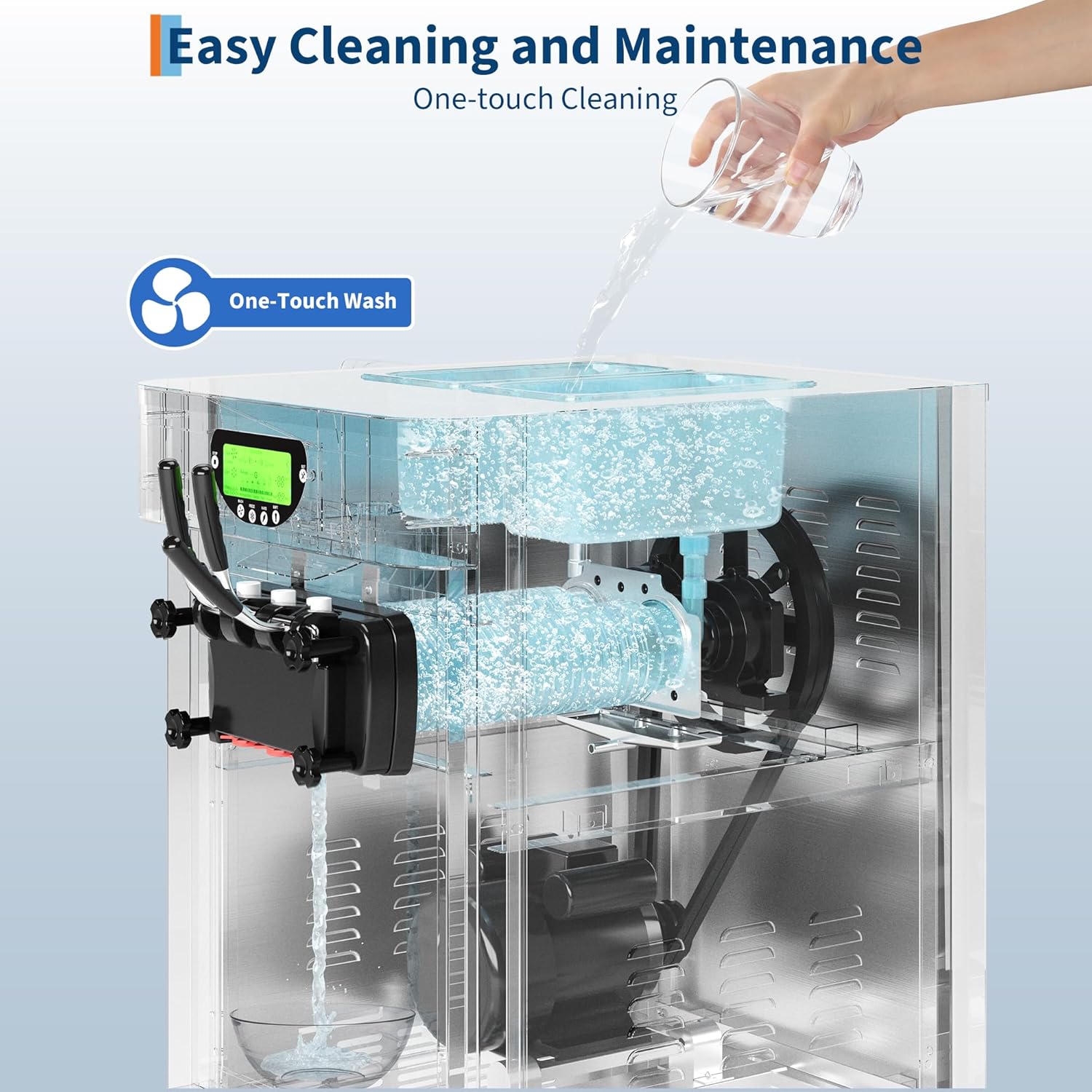 Garvee 2+1 Flavors 2600W Commercial Soft Serve Ice Cream Machine, 11.0-12.2 Gal/H Soft Serve Ice Cream Maker with LED display, Self-Cleaning, High Productivity Equipment for Restaurant & Snack Bar