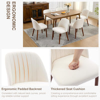Garvee Set of 6 Mid-Century Modern Fabric Upholstered Dining Chairs with Padded and Solid Wood Legs, Beige