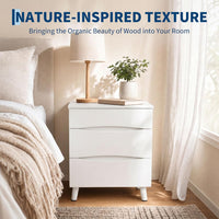 Garvee Compact 3-Drawer Bedside Cabinet Bedside Table - Space-Saving Storage End Table Cabinet, Sturdy Frame, Easy Assembly - White